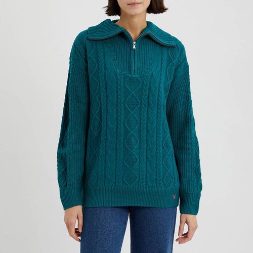 Green Wool Blend Cable Knit Jumper - Crew Clothing - Modalova