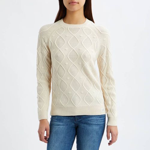 Cream Wool Blend Cable Jumper - Crew Clothing - Modalova