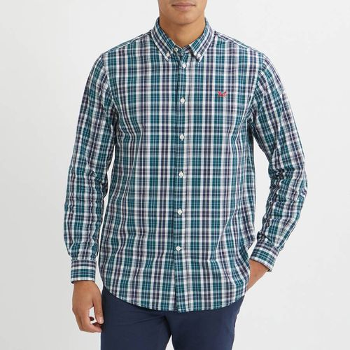 Green Poplin Check Cotton Shirt - Crew Clothing - Modalova