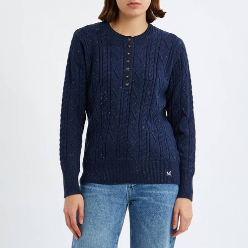 Navy Button Down Knitted Jumper - Crew Clothing - Modalova