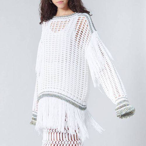 White Cotton Blend Crochet Oversized Jumper - Sonia Rykiel - Modalova