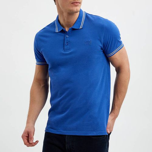 Blue Patch Logo Cotton Polo Shirt - Cavalli Class - Modalova
