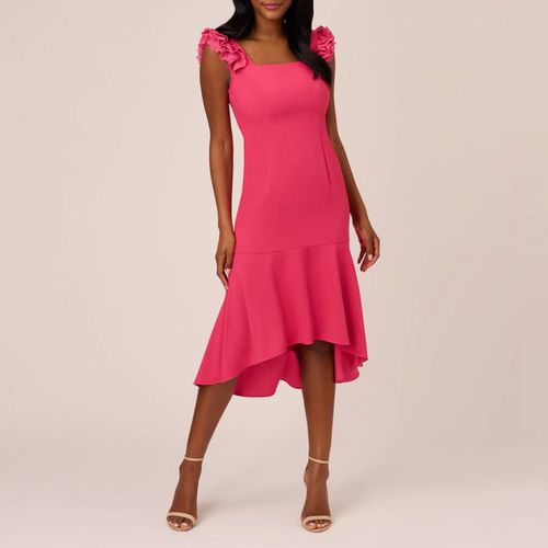 Pink Satin Crepe Ruffle Dress - Adrianna Papell - Modalova