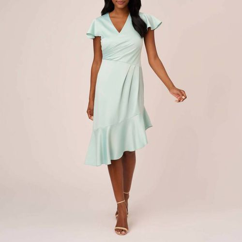 Mint Satin Crepe Draped Dress - Adrianna Papell - Modalova