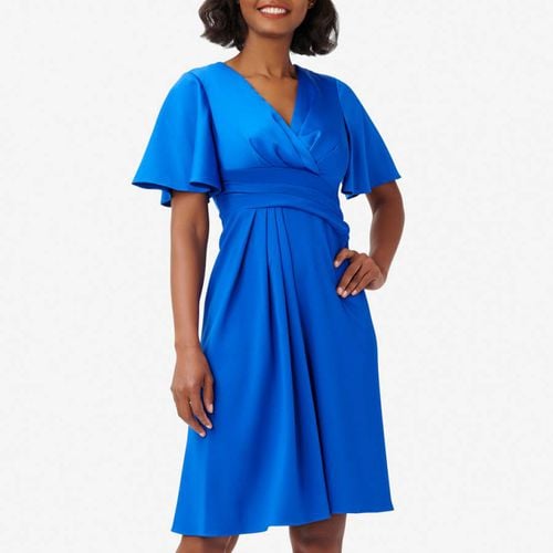 Blue Satin Crepe Flutter Dress - Adrianna Papell - Modalova