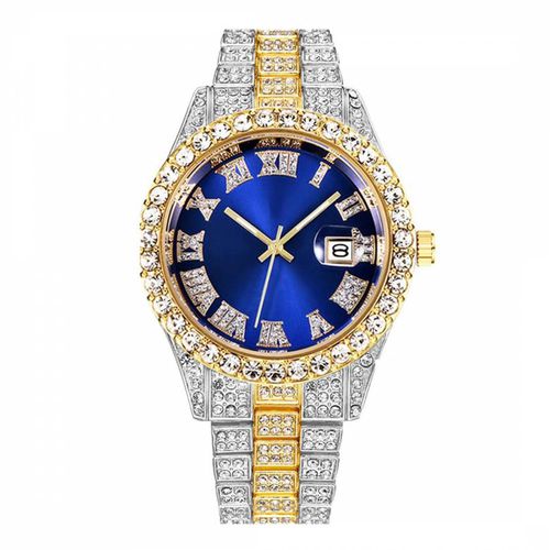 K Gold & Embellished Blue Dial Watch - Stephen Oliver - Modalova