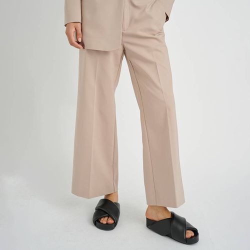 Beige Zella Wide Cotton Trousers - Inwear - Modalova