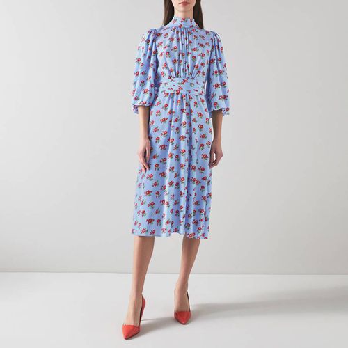 Blue Floral Tamara Silk Midi Dress - L K Bennett - Modalova