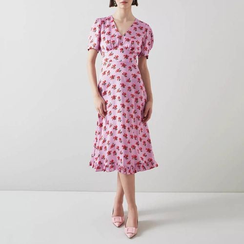 Lilac Floral Elson Silk Midi Dress - L K Bennett - Modalova