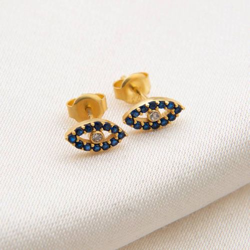 Gold & Black Eye Earrings - Elika - Modalova