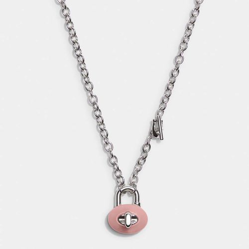 Silver Pink Chain Turnlock Necklace - Coach - Modalova