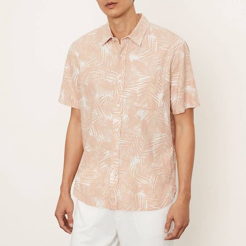 Palm Print Short Sleeve Linen Blend Shirt - Vince - Modalova