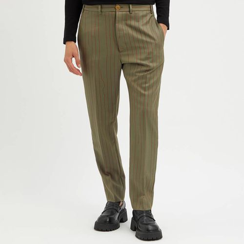 Khaki George Pinstripe Wool Trousers - Vivienne Westwood - Modalova