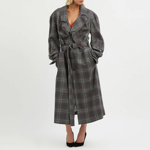 Dark Grey Check Longline Wool Coat - Vivienne Westwood - Modalova