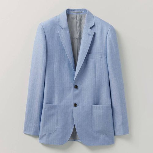 Blue Herringbone Linen Blend Blazer - Crew Clothing - Modalova