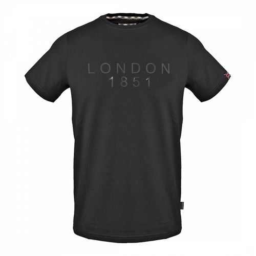 Black London Logo Cotton T-Shirt - Aquascutum - Modalova