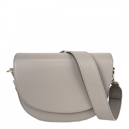 Grey Leather Bag With Rounded Flap - Bella Blanco - Modalova
