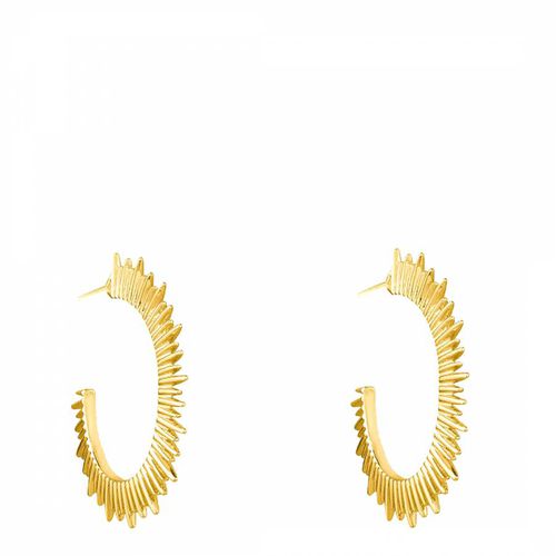 K Gold Sunburst Hoop Earrings - Liv Oliver - Modalova