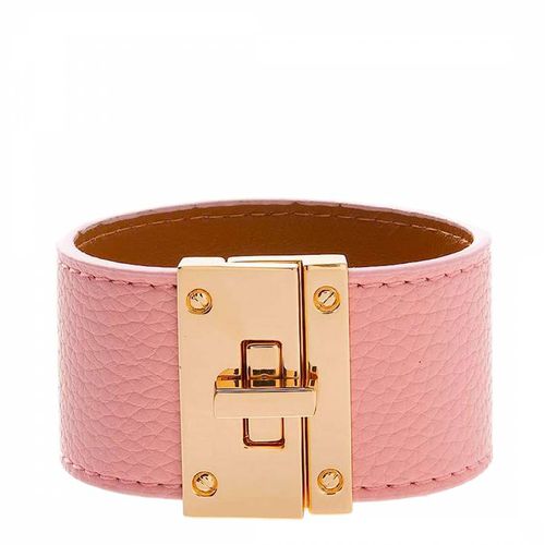 K Gold Pink Leather Lock Bracelet - Liv Oliver - Modalova