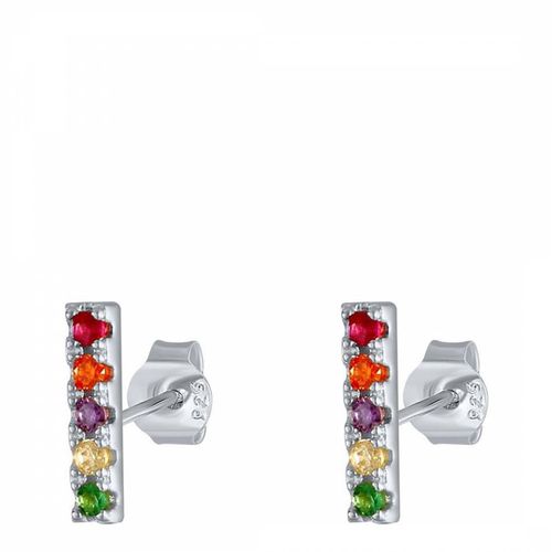 Silver/Multi Crystal Earrings - Ma Petite Amie - Modalova