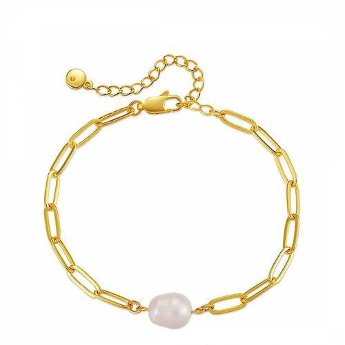 K Gold Baroque Pearl Link Braclet - Liv Oliver - Modalova