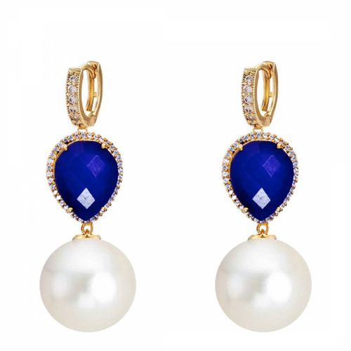 K Sapphire Pearl Drop Earrings - Liv Oliver - Modalova