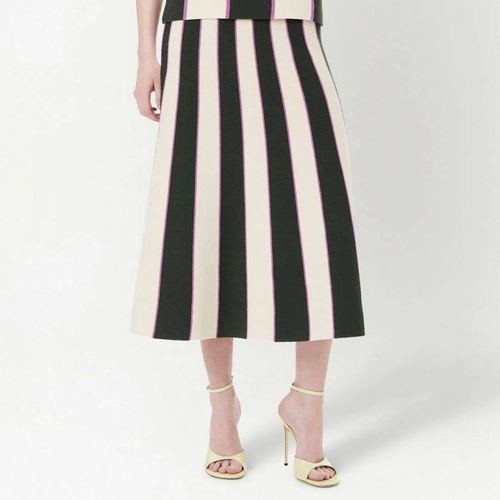 Black Stripe A-Line Midi Skirt - Victoria Beckham - Modalova