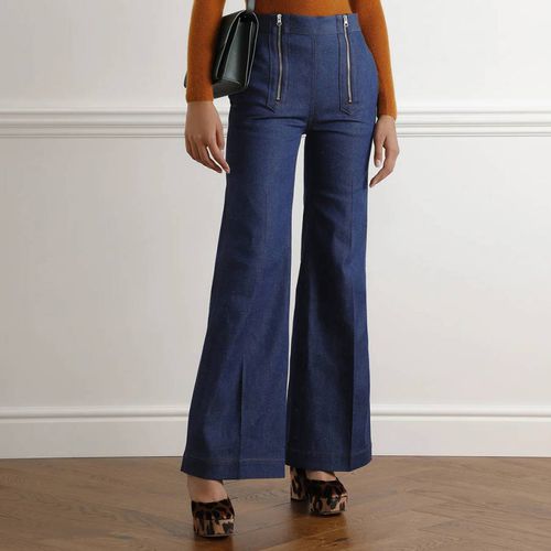 Indigo Zip Detail Flared Jeans - Victoria Beckham - Modalova