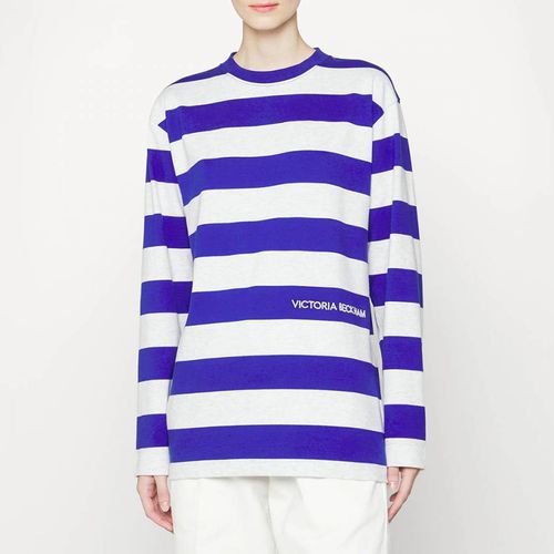 Blue/Grey Stripe Cotton T-Shirt - Victoria Beckham - Modalova