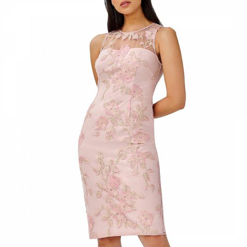 Pink Floral Embroidered Dress - Adrianna Papell - Modalova