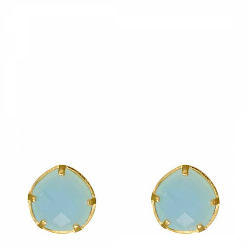 K Gold Chalcedony Stud Earrings - Liv Oliver - Modalova