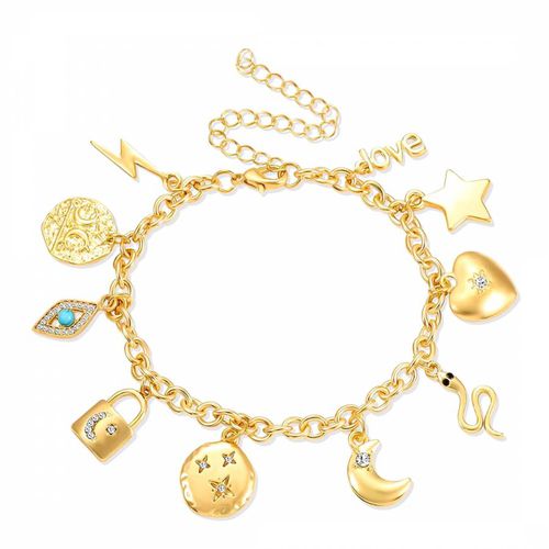K Gold Multi Charm Bracelet - Liv Oliver - Modalova