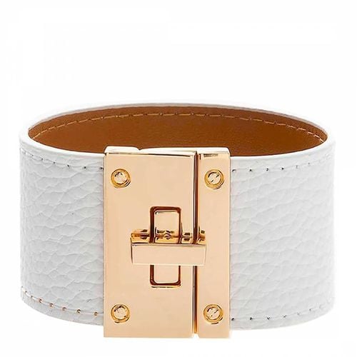 K White Leather Lock Bracelet - Chloe Collection by Liv Oliver - Modalova