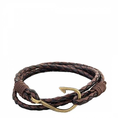 K Rustic Brown Leather Wrap Bracelet - Stephen Oliver - Modalova