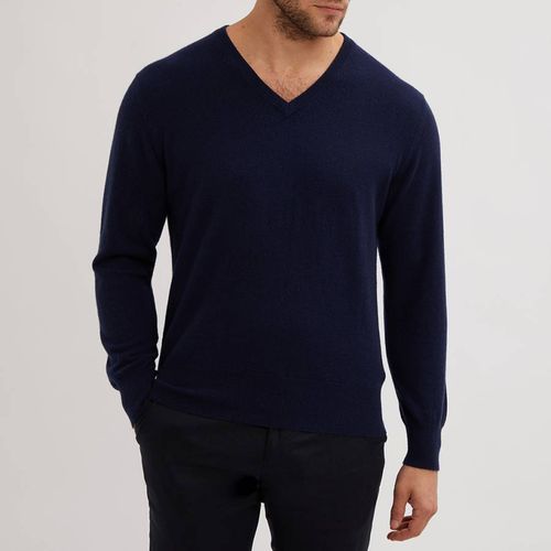 Navy V-Neck Cashmere Jumper - EC2 Collection - Modalova