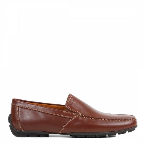 Mens Brown Leather Moner Loafer - Geox - Modalova