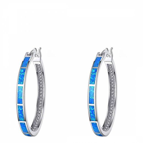 Blue Opal Embellished Hoop Earrings - Liv Oliver - Modalova