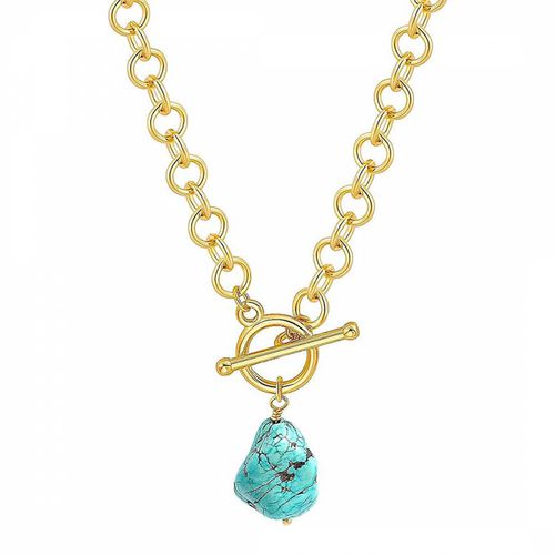 K Gold Turquoise Drop Necklace - Liv Oliver - Modalova