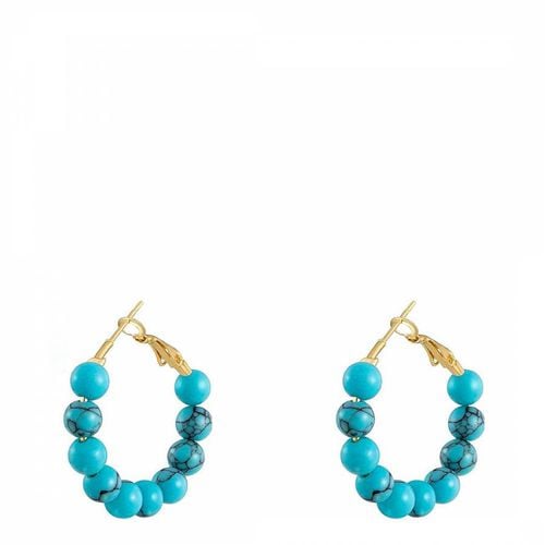 K Gold Turquoise Hoop Earrings - Liv Oliver - Modalova
