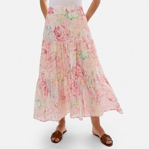 Pale Pink Floral Tiered Midi Skirt - James Lakeland - Modalova