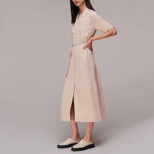 Cream Grid Print Shirt Dress - WHISTLES - Modalova