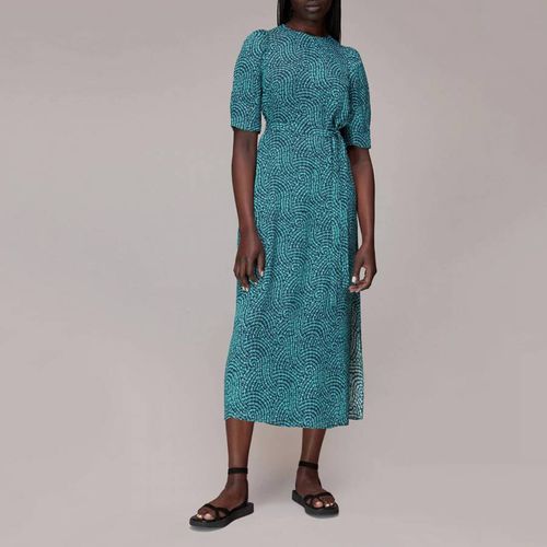 Blue Daisy Printed Cut Out Midi Dress - WHISTLES - Modalova