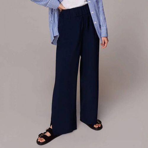 Navy Nicola Wide Leg Trousers - WHISTLES - Modalova