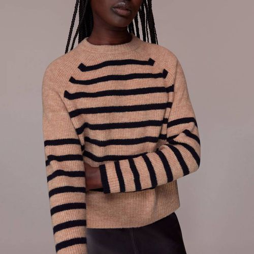 Camel Eden Striped Wool Blend Jumper - WHISTLES - Modalova