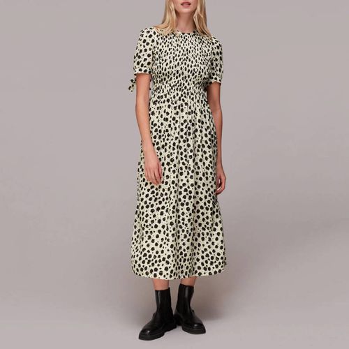 Cream Animal Print Shirred Midi Dress - WHISTLES - Modalova