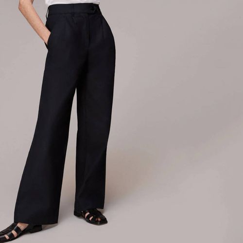 Robyn Wide Leg Cotton Blend Trousers - WHISTLES - Modalova