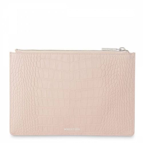 Nude Croc Finish Small Leather Clutch - WHISTLES - Modalova