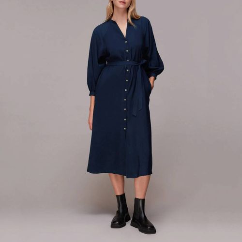 Navy Lizzie Belted Midi Dress - WHISTLES - Modalova