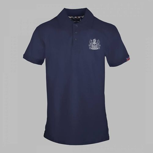 Navy Large Crest Cotton Polo Top - Aquascutum - Modalova