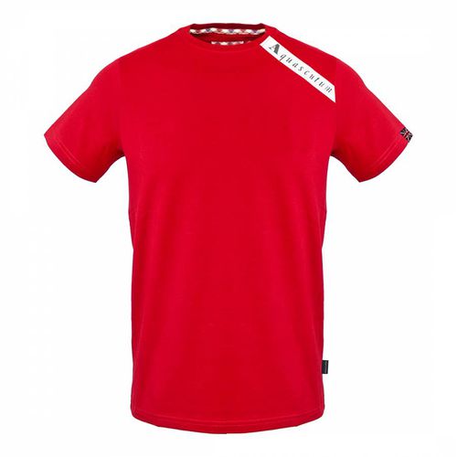 Large Shoulder Branded Cotton T-Shirt - Aquascutum - Modalova